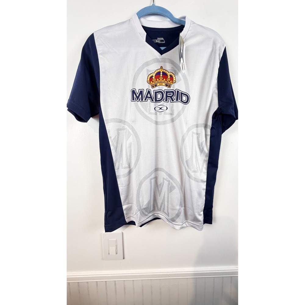 Xara Soccer Champions Series II Madrid Jersey Mens Small White Navy Blue 1041